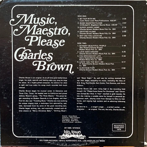 Charles Brown - Music, Maestro, Please