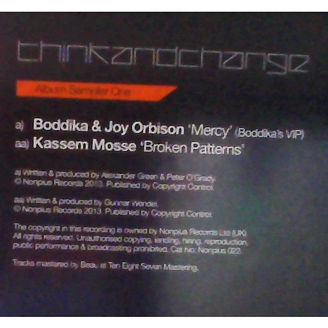 Boddika & Joy Orbison / Kassem Mosse - Think & Change Album Sampler 1