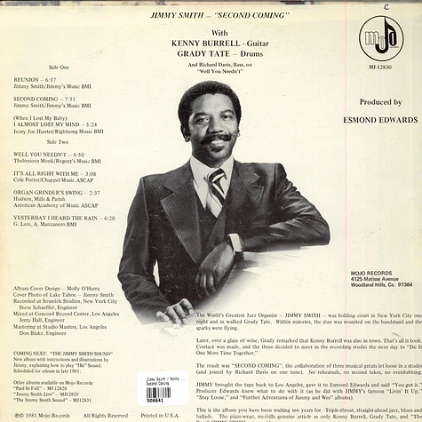 Jimmy Smith ,With Kenny Burrell, Grady Tate - Second Coming