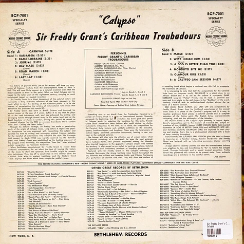 Sir Freddy Grant's Caribbean Troubadours - Calypso