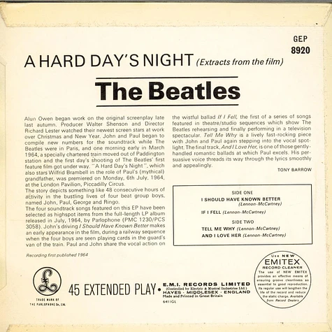 The Beatles - Extracts From The Film A Hard Day's Night