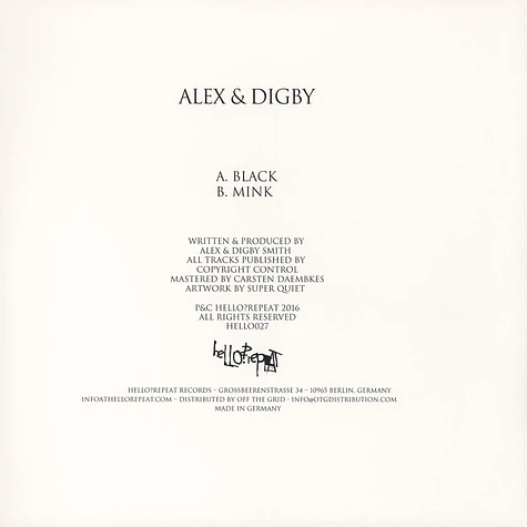 Alex & Digby - Black / Mink EP