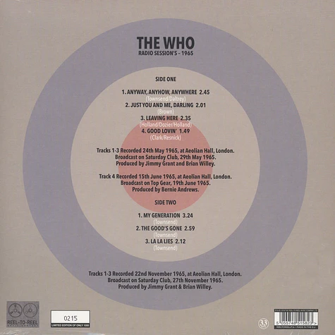 The Who - Radio Sessions 1965 Blue Vinyl Edition