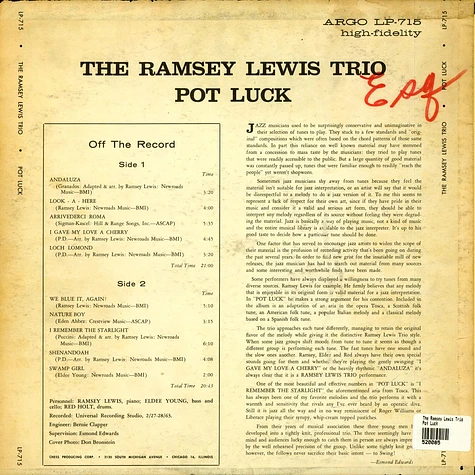 The Ramsey Lewis Trio - Pot Luck