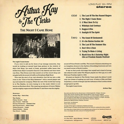 Arthur Kay & The Clerks - The Night I Came Home
