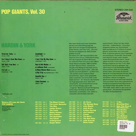 Hardin & York - Pop Giants, Vol. 30