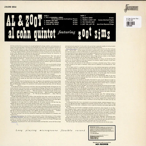 Al Cohn Quintet Featuring Zoot Sims - Al And Zoot