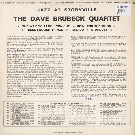 The Dave Brubeck Quartet - Jazz At Storyville