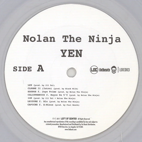 Nolan The Ninja - Yen Clear Vinyl Edition