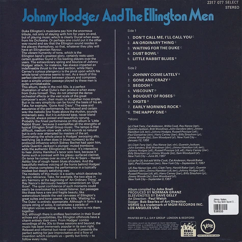 Johnny Hodges And The Duke's Men - The Big Band Sound Of Johnny Hodges