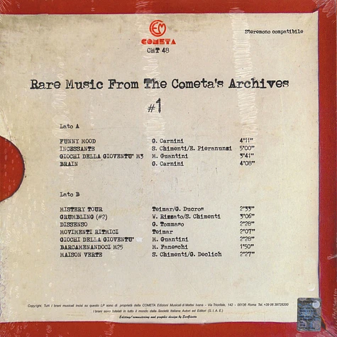 Cometa Edizioni Musicali presents - Rare Music From The Cometa's Archives Volume 1