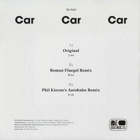 DJ Hell - Car Car Car Roman Flügel & Phil Kieran Remixes