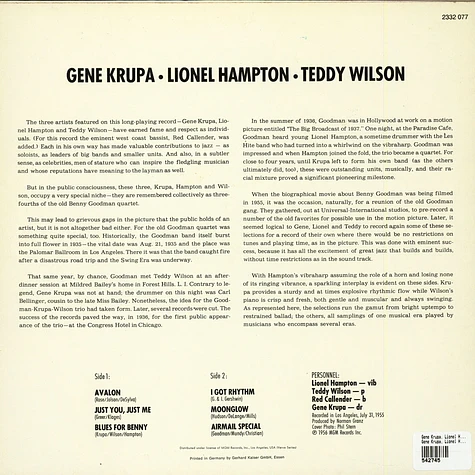Gene Krupa • Lionel Hampton • Teddy Wilson - Gene Krupa • Lionel Hampton • Teddy Wilson
