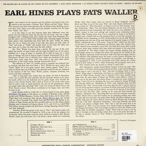 Earl Hines - Plays Fats Waller