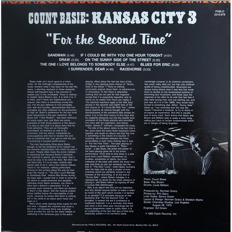 Count Basie / Kansas City 3 - For The Second Time