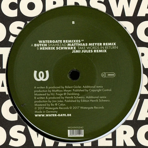 Butch / Henrik Schwarz - Watergate Remixes 01 By Jimi Jules + Matthias Meyer