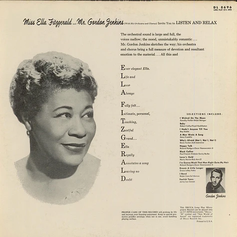 Ella Fitzgerald With Gordon Jenkins and his Orchestra and Chorus - Miss Ella Fitzgerald & Mr Gordon Jenkins Invite You to Listen and Relax