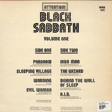Black Sabbath - Attention! Black Sabbath Volume One