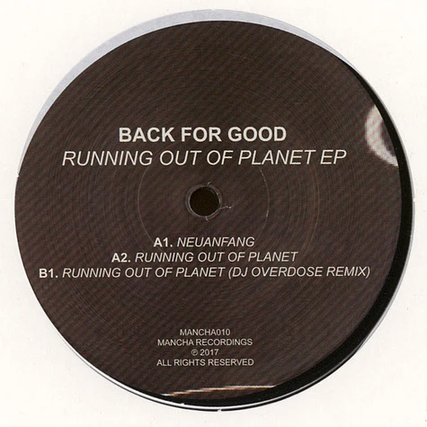 Back For Good - Running Out Of Planet EP