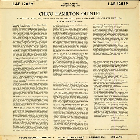 The Chico Hamilton Quintet , Featuring Buddy Collette - Chico Hamilton Quintet
