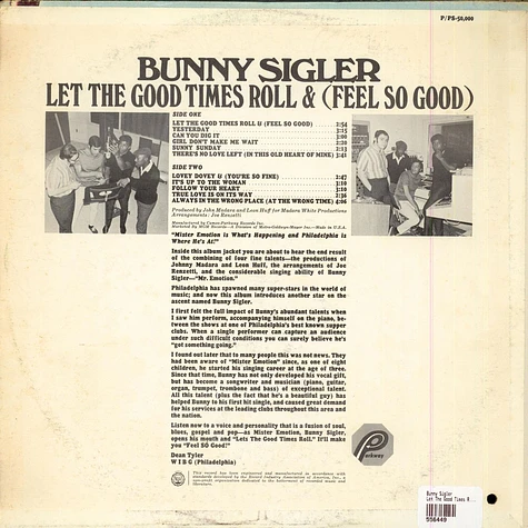 Bunny Sigler - Let The Good Times Roll & (Feel So Good)