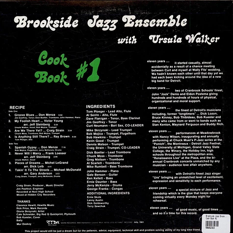 Brookside Jazz Ensemble With Ursula Walker - Cook Book #1