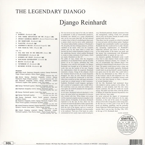 Django Reinhardt - The Legendary Django Gatefold Sleeve Edition