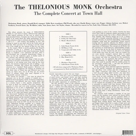 Thelonious Monk Orchestra - The Complete Concert At Town Hall