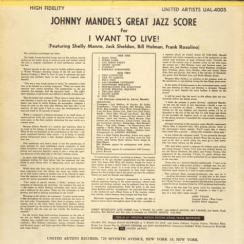 Johnny Mandel - Johnny Mandel's Great Jazz Score I Want To Live!