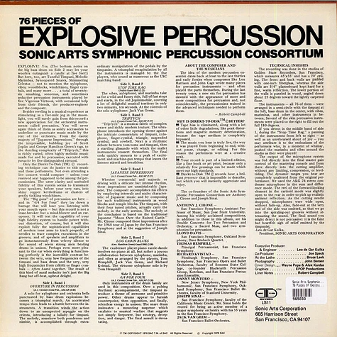 Sonic Arts Symphonic Percussion Consortium - 76 Pieces Of Explosive Percussion