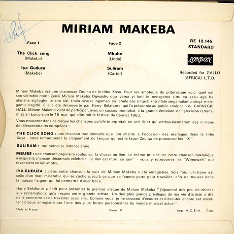 Miriam Makeba - The Click Song