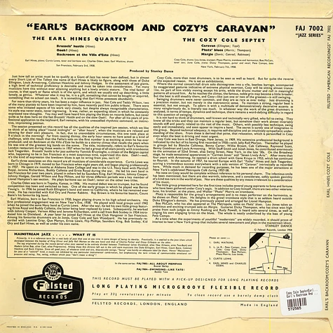 Earl Hines, Cozy Cole - Earl's Backroom And Cozy's Caravan