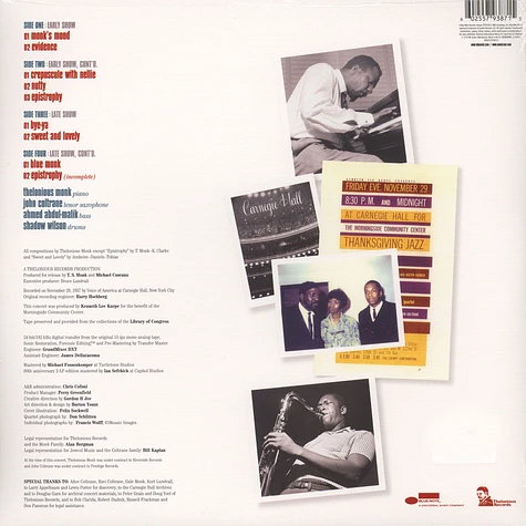 Thelonious Monk Quartet & John Coltrane - At Carnegie Hall