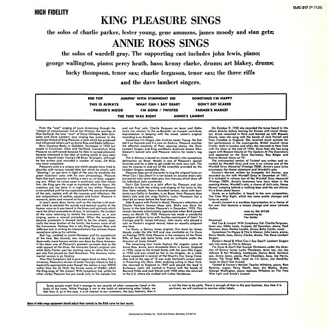 King Pleasure / Annie Ross - King Pleasure Sings / Annie Ross