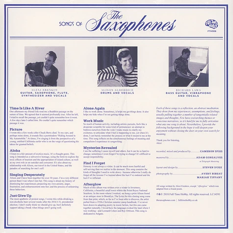 The Saxophones - Songs Of The Saxophones Black Vinyl Edition