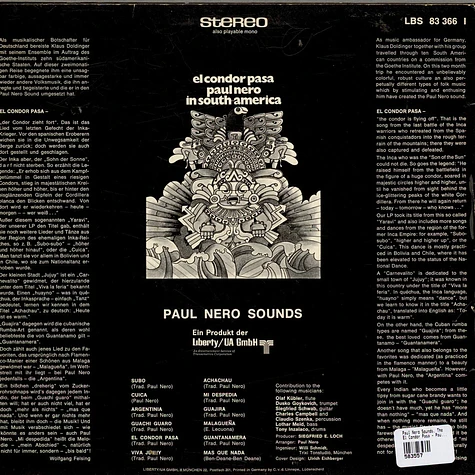 The Paul Nero Sounds - El Condor Pasa (Paul Nero In South-America)