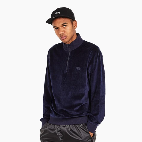 Stüssy - Velour LS Zip Mock Neck Sweater