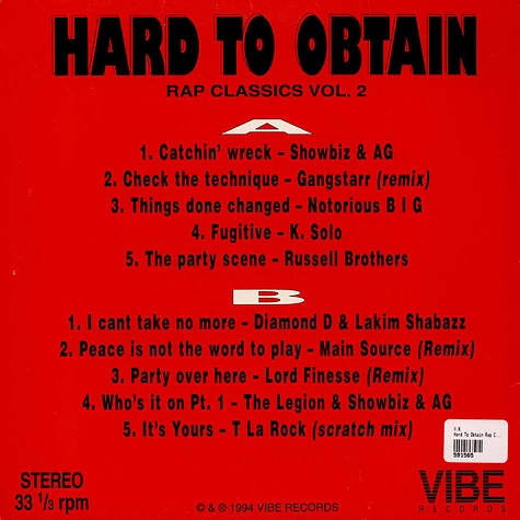 V.A. - Hard To Obtain Rap Classics Vol.2