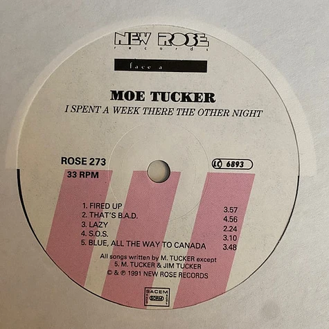 Moe Tucker - I Spent A Week There The Other Night