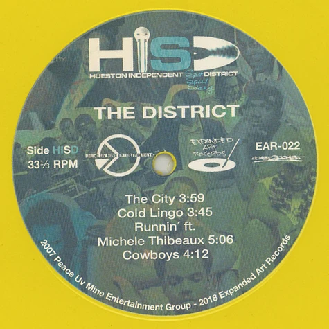 H.I.S.D. (Hueston Independent Spit District) - The District White & Yellow Vinyl Edition