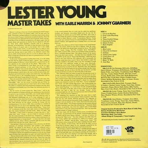 Lester Young - Master Takes With Earle Warren & Johnny Guarnieri