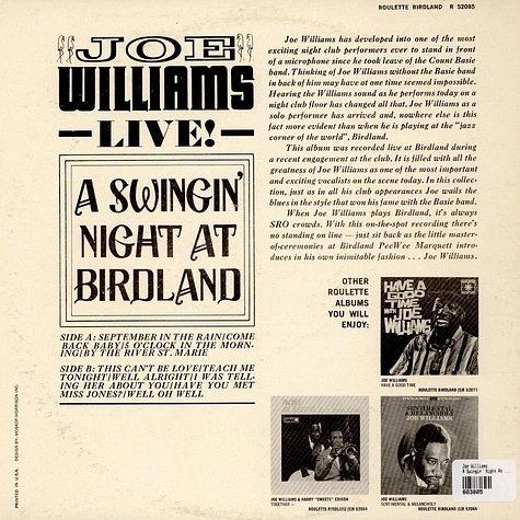 Joe Williams - A Swingin' Night At Birdland