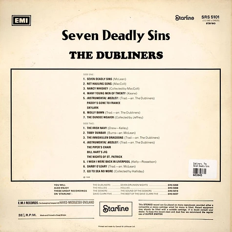 The Dubliners - Seven Deadly Sins