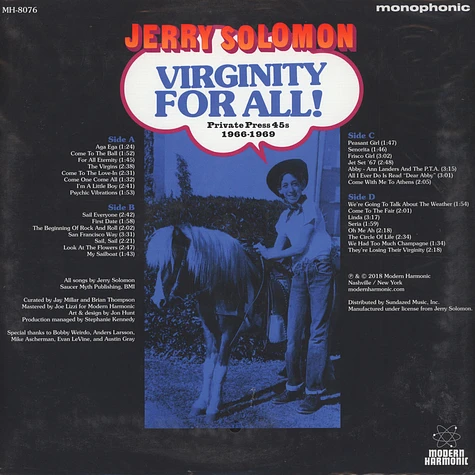 Jerry Solomon - Virginity For All Private Press 45s 1966-1969