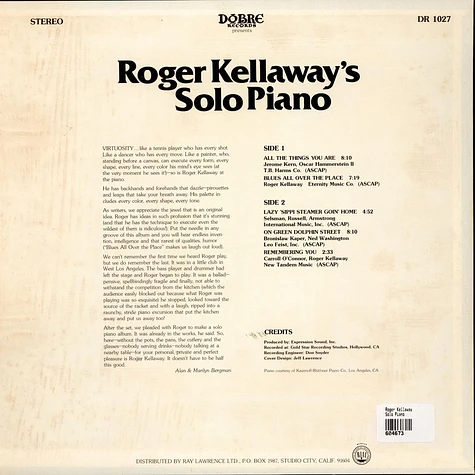 Roger Kellaway - Solo Piano