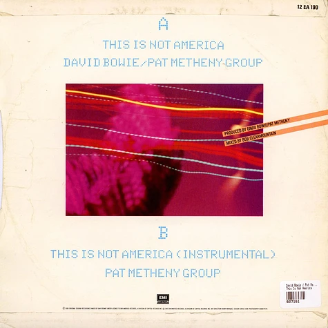 David Bowie / Pat Metheny Group - This Is Not America (Theme From The Original Motion Picture, The Falcon And The Snowman)