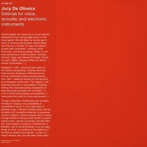 Jocy De Oliveira - Estorias Para Voz, Instrumentos Acusticos E Eletronicos