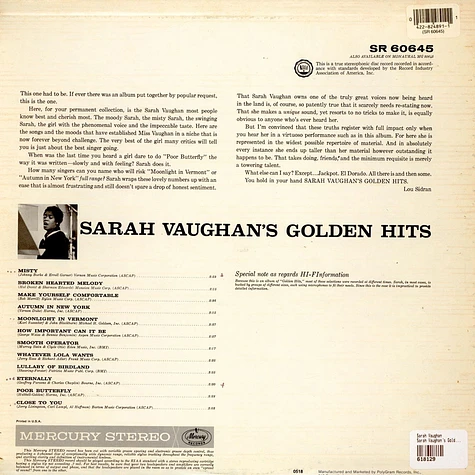 Sarah Vaughan - Sarah Vaughan's Golden Hits