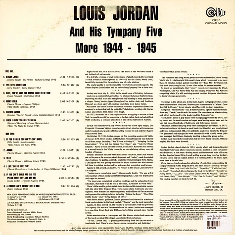 Louis Jordan And His Tympany Five - More 1944-1945