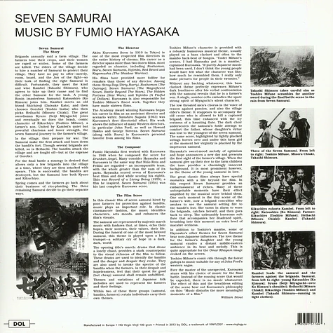 Fumio Hayasaka - OST Seven Samurai Red Vinyl Edition